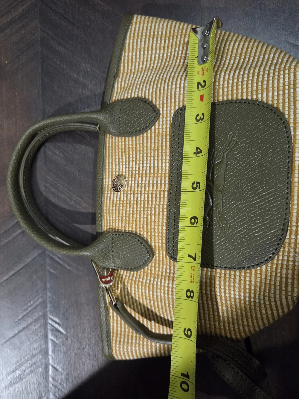 Longchamp Olive Green Leather Tote with Gold Hardware